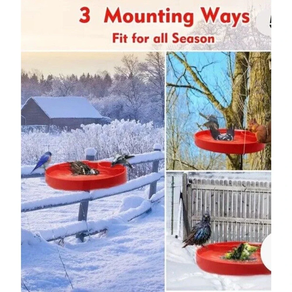 Heated Bird Feeder Waterer Bath Thermostatically Controlled Outdoor‎ Red